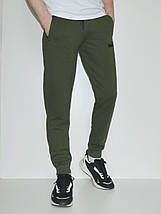 S (46-48). Чоловічі спортивні штани з манжетами, м'який і приємний трикотаж - хакі (оливковий), фото 3