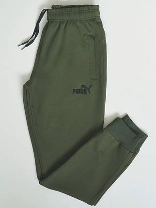 S (46-48). Чоловічі спортивні штани з манжетами, м'який і приємний трикотаж - хакі (оливковий), фото 2