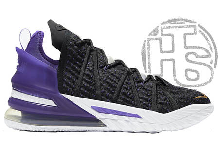 Чоловічі кросівки Nike LeBron18 Lakers Black White Purple ALL07914, фото 1
