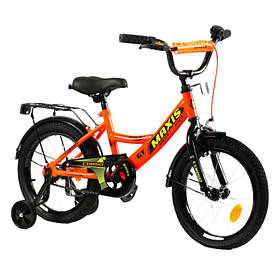 Велосипед двоколісний дитячий 16 дюймів (ручне гальмо, дзвіночок, складання 75%) CORSO MAXIS CL-16177 Помаранчевий