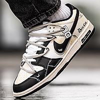 Кроссовки мужские и женские Nike SB Dunk Low Robinson Black White Beige / кеды Найк СБ Данк черные белые