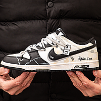 Кроссовки мужские и женские Nike SB Dunk Low Robinson Black White Beige / кеды Найк СБ Данк черные белые