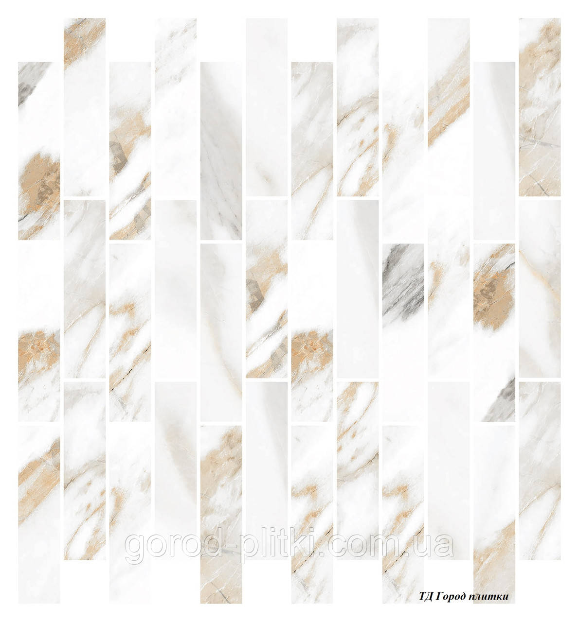 Керамогранітна мозаїка M 03 35071 (глянцева) Calacatta gold ІнтерГрес сіро-бежевий 30*30 см, фото 1