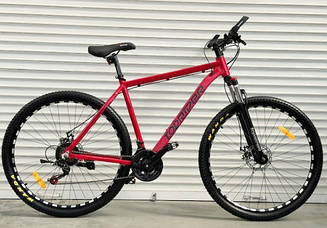 Велосипед гірський алюмінієвий TopRider-670 колеса 29", рама 21", червоний + крила у подарунок