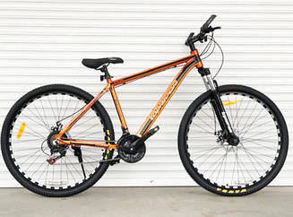 Велосипед  алюмінієвий на пром-підшипникахTopRider-680 колеса 29", рама 19", помаранчевий + крила у подарунок