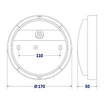 Точковий LED світильник PIN Дельта-12 Д ЖКГ 12W 5000K IP54 коло з датчиком руху сірий 115128, фото 5