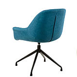 Поворотний стілець Lagoon blue м'яке сидіння блакитного кольору на чорних ніжках, фото 5