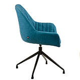 Поворотний стілець Lagoon blue м'яке сидіння блакитного кольору на чорних ніжках, фото 7