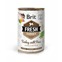 Консервированный корм Brit Fresh Fresh Dog с индейкой и горошком для собак 400 гр