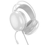 TU TU Наушники накладные Hoco W109 игровые с LED подсветкой Jack 3.5 white, фото 4