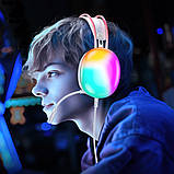 TU TU Наушники накладные Hoco W109 игровые с LED подсветкой Jack 3.5 white, фото 5