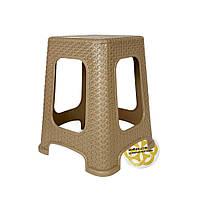 Пластиковий табурет для дому RATTAN, високий SNMZ, мигдальний, фото 3