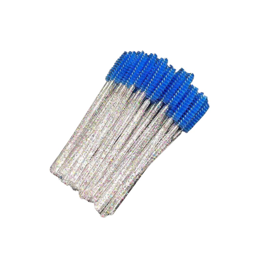 Щіточки для вій | Сині | Прозора ручка, 50 шт