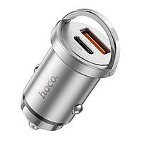 TU  TU Автомобильное зарядное устройство Hoco NZ10 USB/ Type-C PD 45W серебристое
