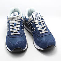 Женские кроссовки New Balance 574 - кожаные, синие (оригинал) 40.5