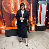 Спідниця міді плісирована на резинці великий розмір 56 чорна, фото 2