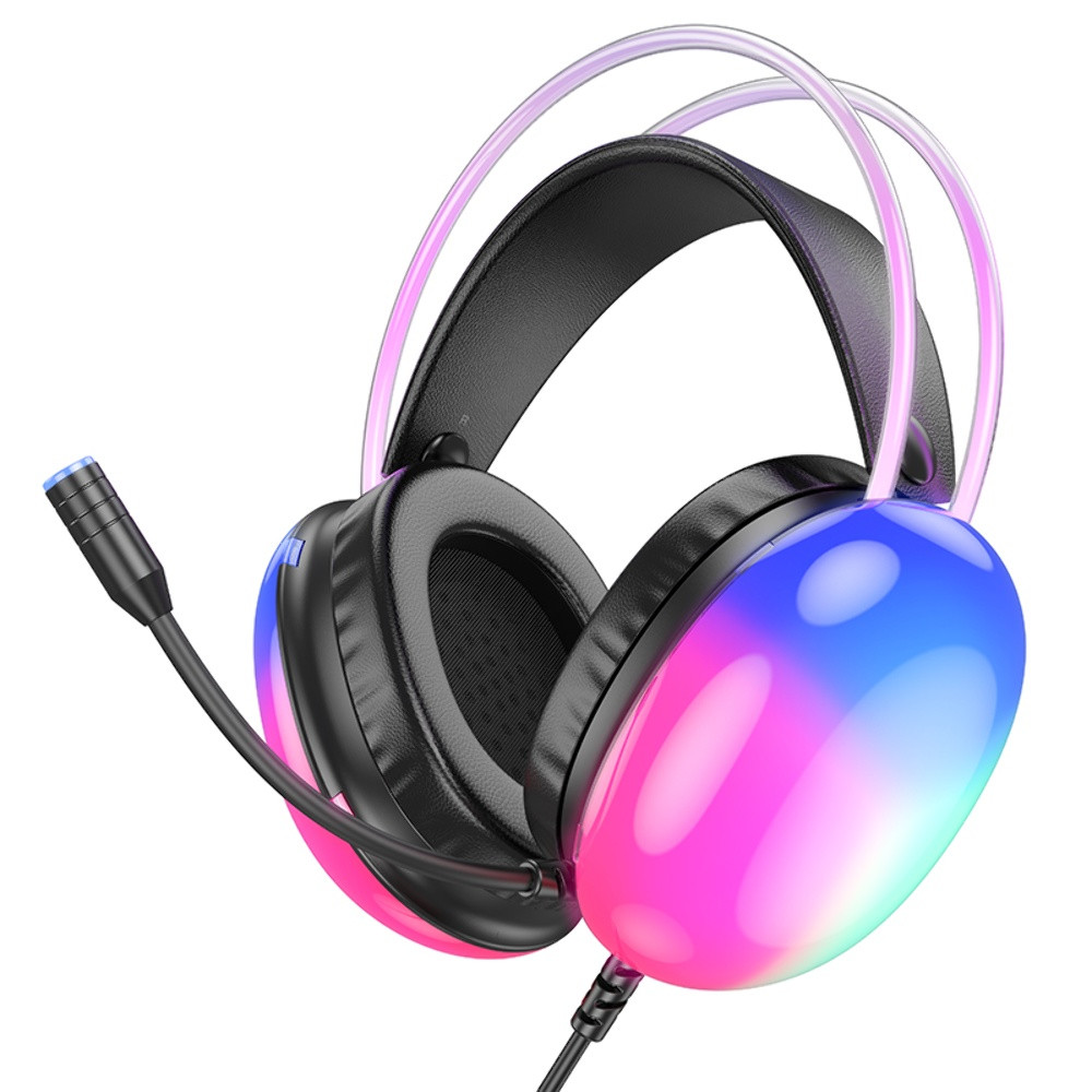 TU  TU Наушники накладные Hoco W109 Plus игровые с LED подсветкой USB black, фото 1