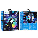 TU  TU Наушники накладные Hoco W109 Plus игровые с LED подсветкой USB black, фото 9