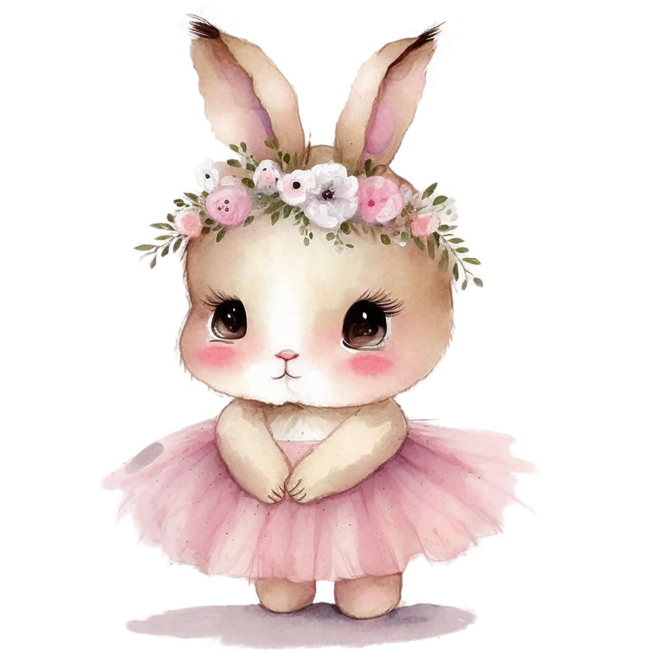 Ростова наклейка "Зайка балерина обруч із квітів" 80 см/ без контурної ...