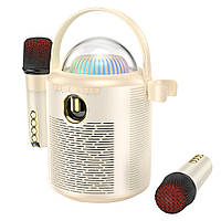 TU  TU Портативная Bluetooth колонка Hoco BS59 с LED подсветкой и караоке микрофонами beige
