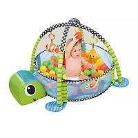 Детский развивающий интерактивный коврик 147 черепаха манеж с каркасом и шариками 30шт для младенцев