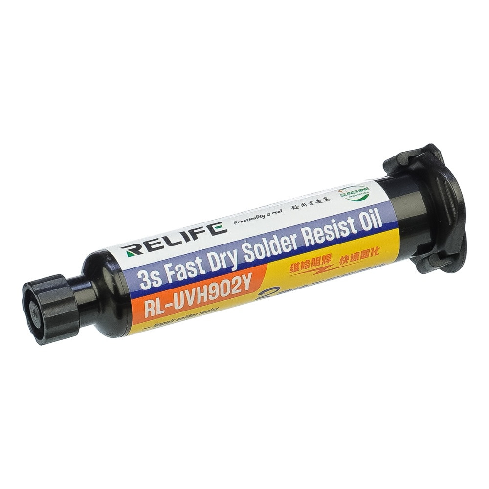 TU TU Лак изоляционный Relife RL-UVH902Y 3S быстросохнущий, жёлтый, в шприце, 10 ml