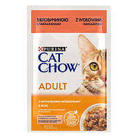 Консервированный корм Cat Chow Adult С говядиной и баклажанами в желе для кошек 85 г