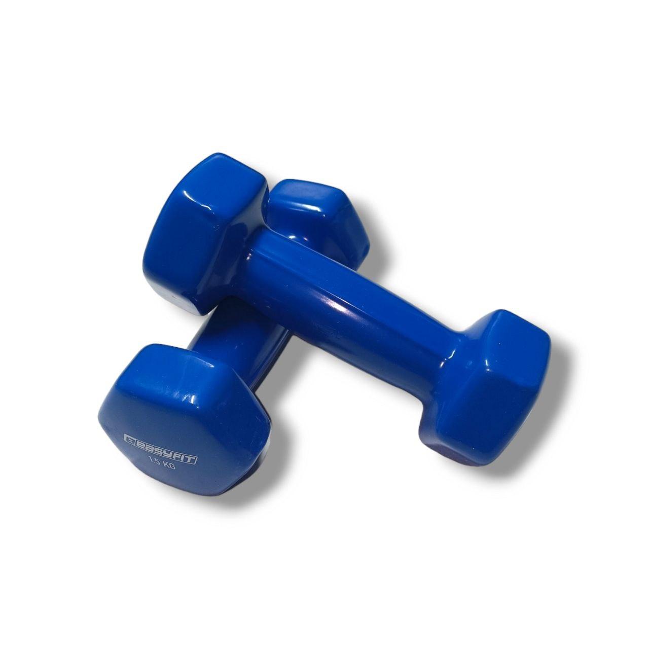 Гантель для фитнеса 1.5 кг EasyFit с виниловым покрытием синяя (1 шт) - фото 4 - id-p2021664154