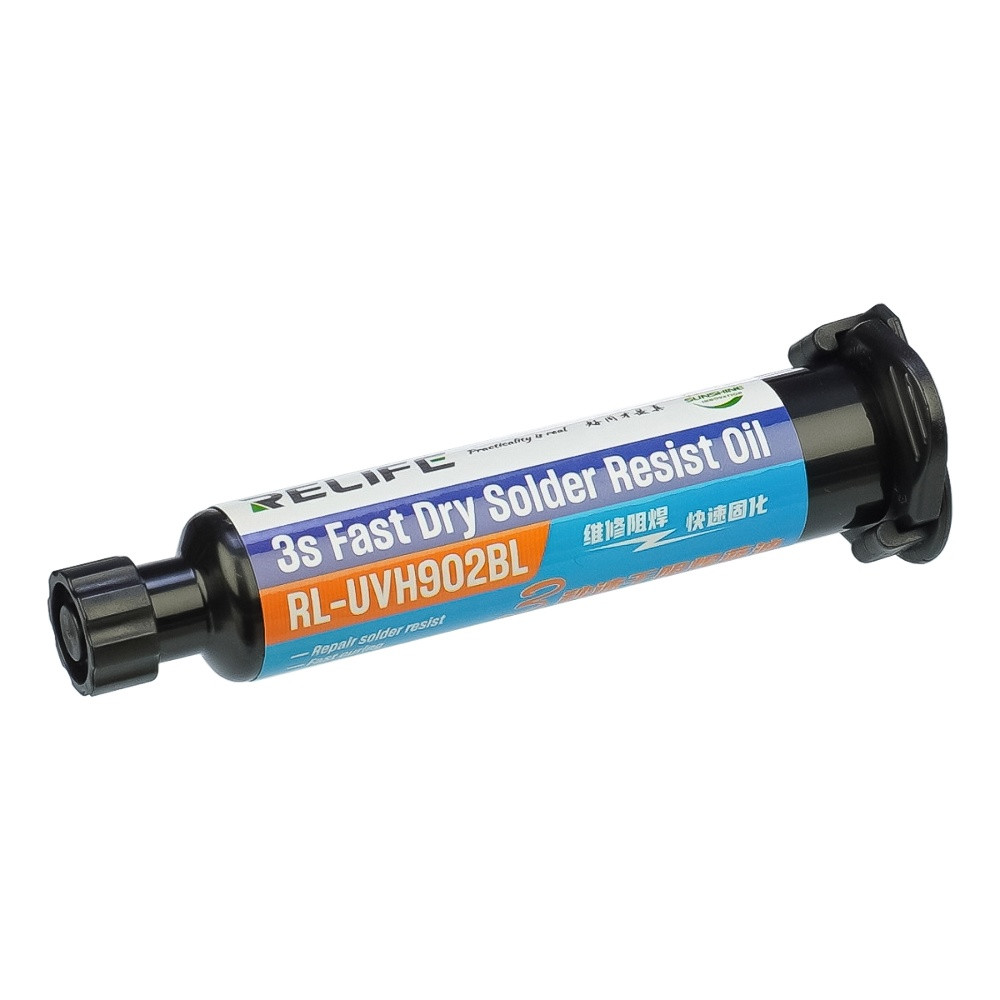 TU TU Лак изоляционный Relife RL-UVH902BL 3S быстросохнущий, синий, в шприце, 10 ml