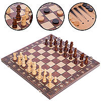 Настольная игра 3 в 1 Шахматы, Нарды, Шашки деревянные Chess Set W7701