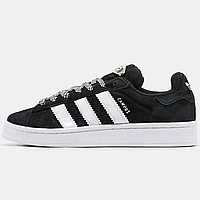 Кроссовки женские и мужские Adidas Campus Black White / Адидас Кампус черные белые