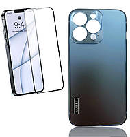 Противоударный чехол хамелеон SUZII для iPhone 13 Pro со стеклом для дисплея (от черного до синего)