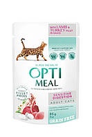 Консервированный корм Optimeal Adult Cats Sensitive Digestion Lamb & Turkey Беззерновий влажный корм для кошек