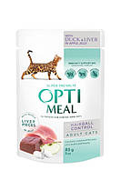 Консервированный корм Optimeal Adult Cats Hairball Control Duck & Liver Влажный корм для взрослых кошек с