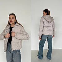 Демисезонная женская короткая куртка с трикотажным капюшоном Gslip2662