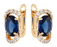 Серьги Xuping M&L Цвет 18K английский замок "Синие фианиты в обрамлении циркония"