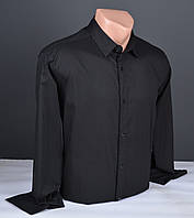 Мужская рубашка однотонная чёрная Турция 1168 L