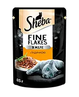 Консервированный корм Sheba Fine Flakes с индейкой в желе 85 г