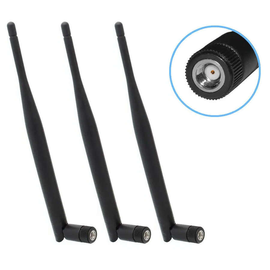 Комплект антен 3шт. WiFi 6dBi 2.4GHz 5GHz Dual Band RP SMA Male антени для роутера, модему, репітера