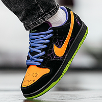 Кроссовки зимние мужские и женские Nike SB Dunk Low Black Orange Purple / кеды Найк СБ Данк черные оранжевые