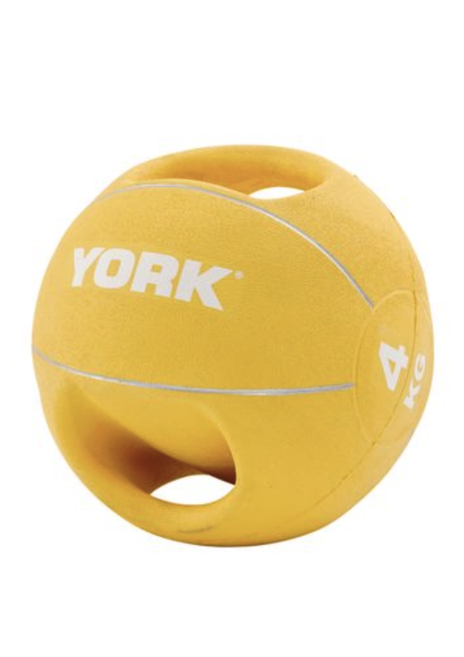 Медбол 4 кг із двома ручками York Fitness жовтий