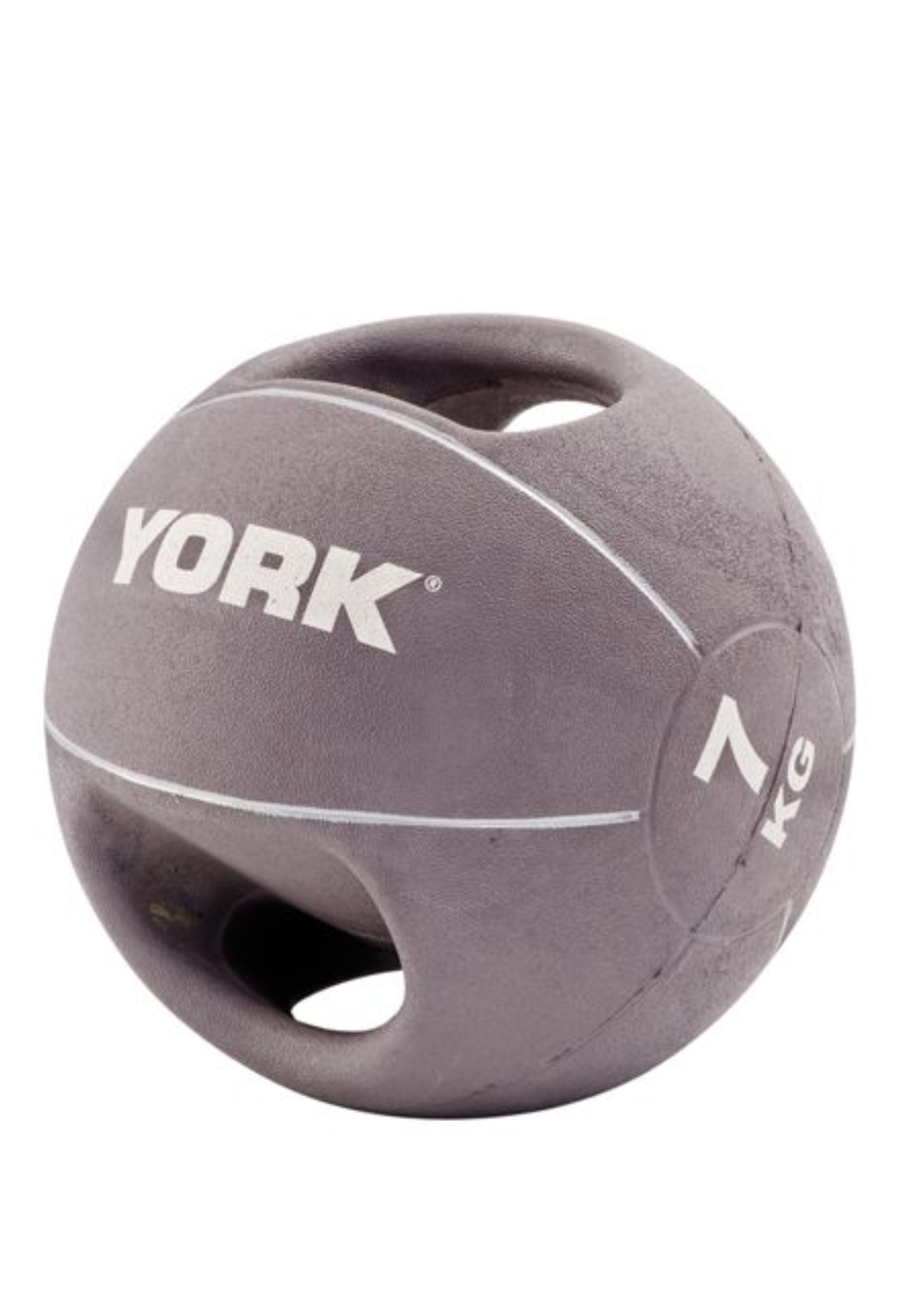 Медбол 7 кг із двома ручками York Fitness сірий