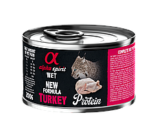 Повнораціонний вологий корм Alpha Spirit Turkey Protein з індичкою для дорослих котів 200 г (as311247)