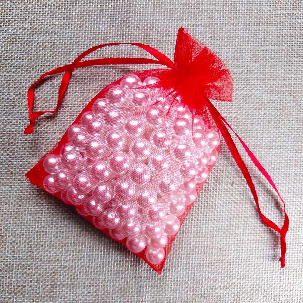 Мішечок з органзи червоний 9х12 см, 10 шт., фото 1