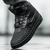 Кроссовки зимние мужские Nike Lunar 1 Duckboot 17 Black мех / Найк Лунар Дакбут черные с мехом