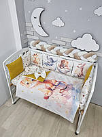 Набор постельного белья детскую кроватку с косичкой Львенок- Бортики со съемными чехлами и конверт на выписку