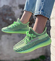 Жіночі кросівки Adidas Yeezy boost 350 лимонного кольору салатові кеди адідас кросівки взуття демісезон