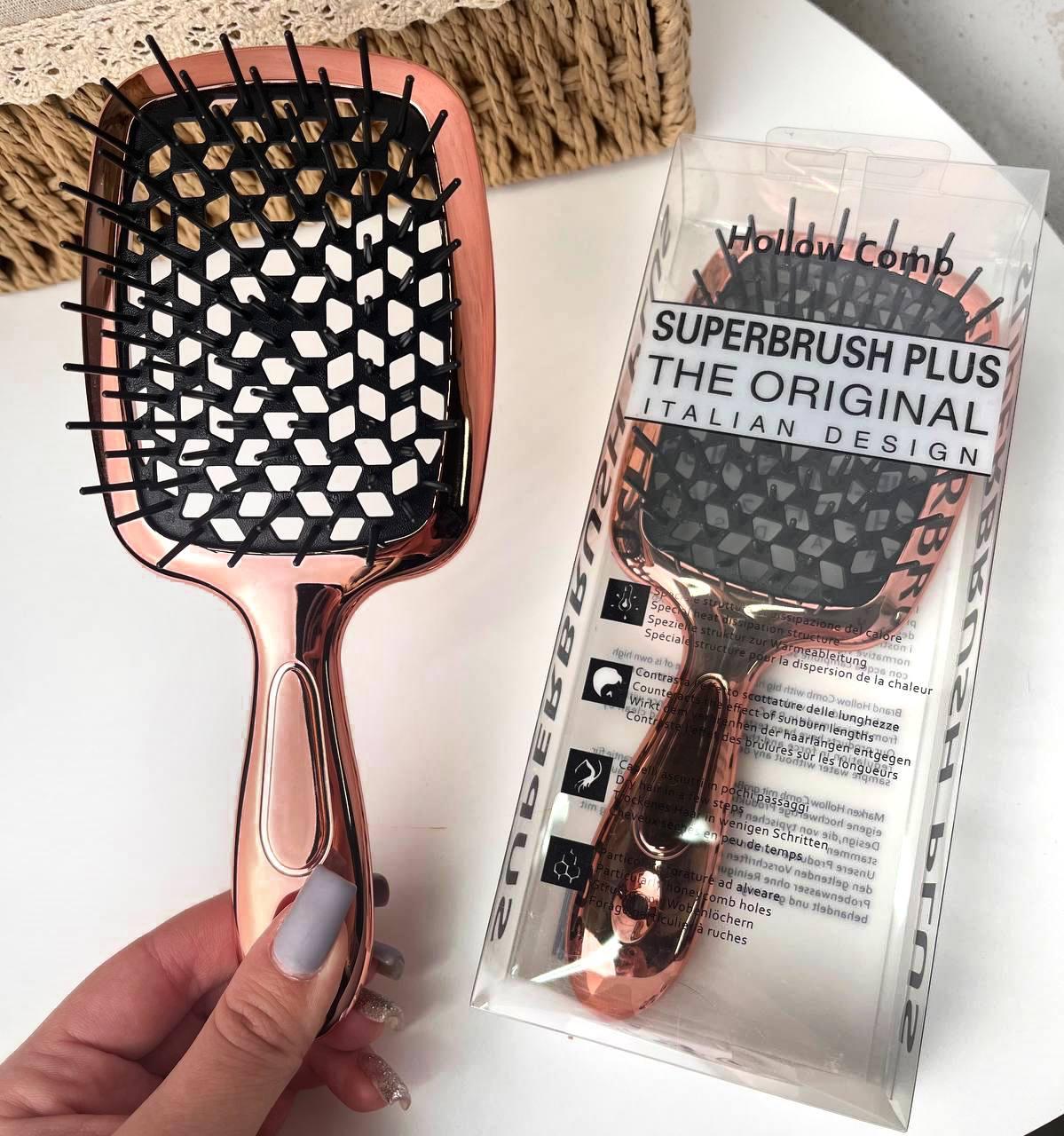 Гребінець хромований для волосся "Super Brush" Рожевий у коробці