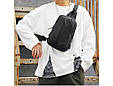 Чоловіча класична нагрудна сумка-слінг на два відділення з USB роз'ємом з вологостійкого текстилю, фото 3