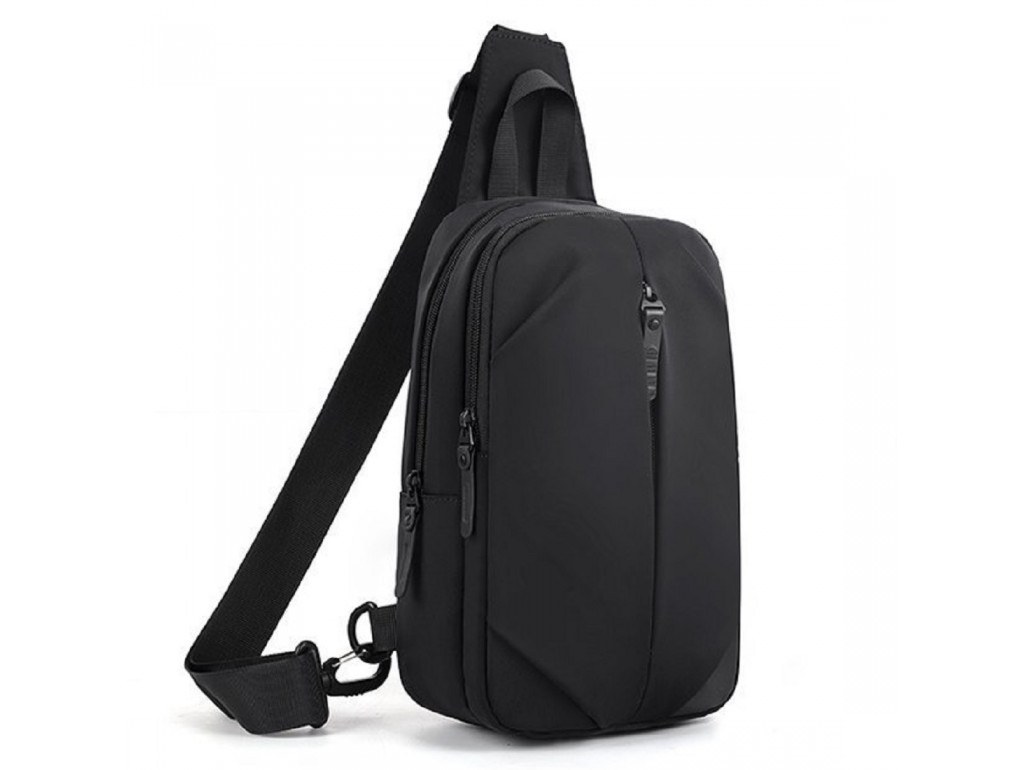 Чоловіча класична нагрудна сумка-слінг на два відділення з USB роз'ємом з вологостійкого текстилю, фото 1